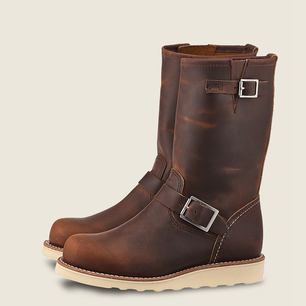 Red Wing Heritage Boots Dark Brown - Womens Classic Engineer - Tall Rough & Tough Leather - 2498-OMN